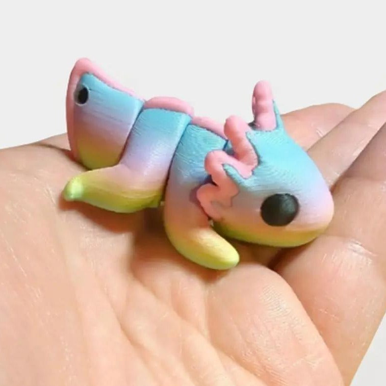 Pastel Rainbow Fidget Axolotl Keychain