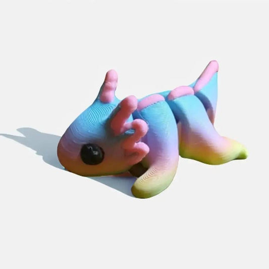 Pastel Rainbow Fidget Axolotl Keychain