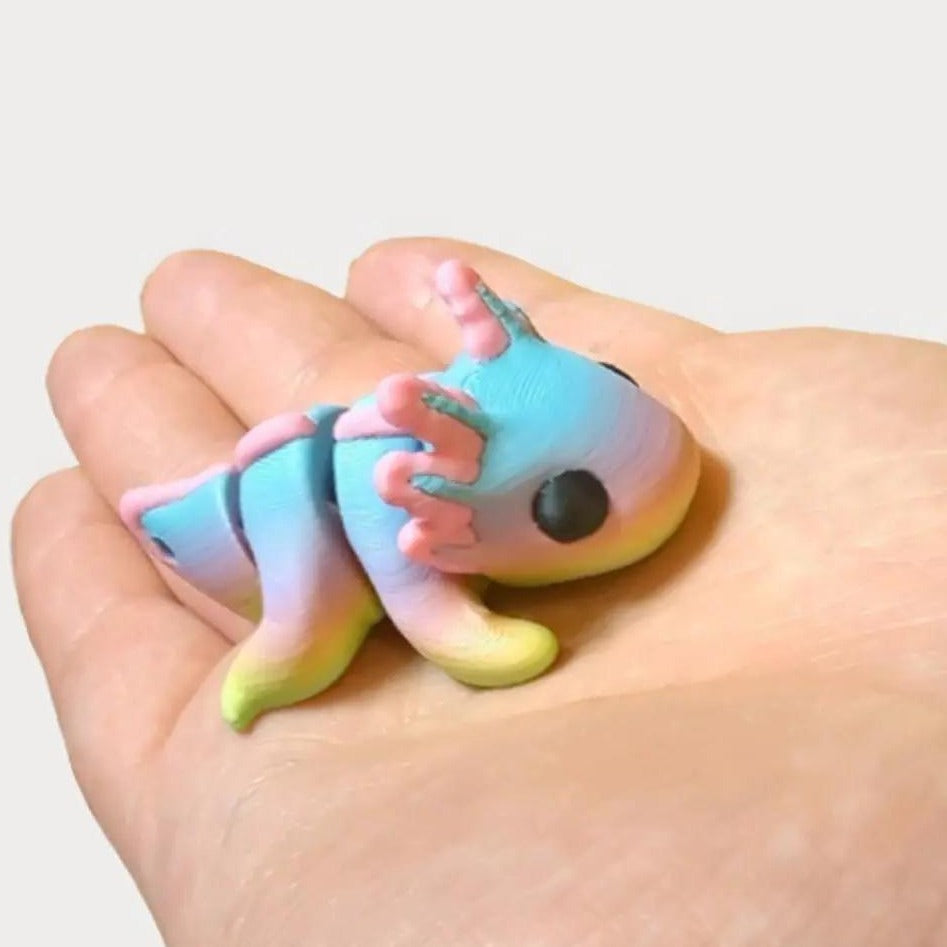 Pastel Rainbow Fidget Axolotl Keychain